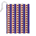 Colorful triangles pattern, retro style theme, geometrical tiles, blocks Drawstring Pouch (5XL) Back