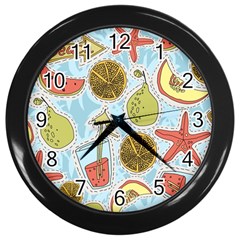 Tropical Pattern Wall Clock (black)