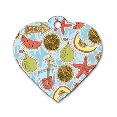 Tropical Pattern Dog Tag Heart (two Sides) by GretaBerlin