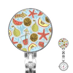 Tropical Pattern Stainless Steel Nurses Watch by GretaBerlin