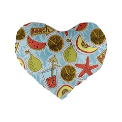 Tropical Pattern Standard 16  Premium Flano Heart Shape Cushions by GretaBerlin