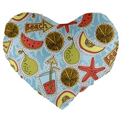 Tropical Pattern Large 19  Premium Flano Heart Shape Cushions