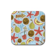 Tropical Pattern Rubber Coaster (square) 