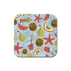 Tropical Pattern Rubber Square Coaster (4 Pack)  by GretaBerlin