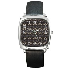 Moth Pattern Square Metal Watch by GretaBerlin