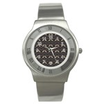 Moth pattern Stainless Steel Watch Front