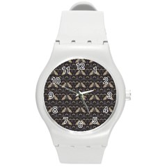 Moth Pattern Round Plastic Sport Watch (m) by GretaBerlin