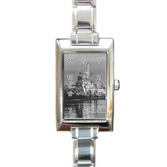 Tugboat At Port, Montevideo, Uruguay Rectangle Italian Charm Watch by dflcprintsclothing