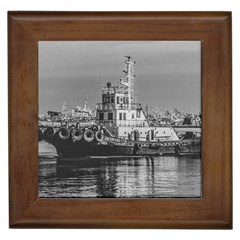 Tugboat At Port, Montevideo, Uruguay Framed Tile by dflcprintsclothing