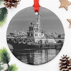 Tugboat At Port, Montevideo, Uruguay Ornament (round)