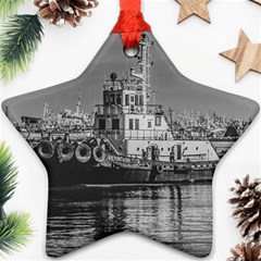 Tugboat At Port, Montevideo, Uruguay Ornament (star) by dflcprintsclothing