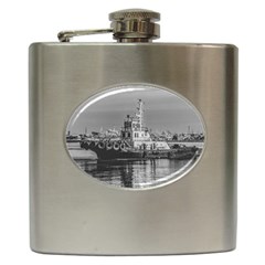 Tugboat At Port, Montevideo, Uruguay Hip Flask (6 Oz) by dflcprintsclothing