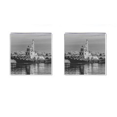 Tugboat At Port, Montevideo, Uruguay Cufflinks (square) by dflcprintsclothing