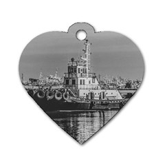 Tugboat At Port, Montevideo, Uruguay Dog Tag Heart (one Side) by dflcprintsclothing