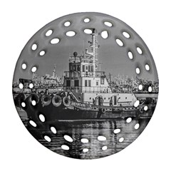 Tugboat At Port, Montevideo, Uruguay Ornament (round Filigree) by dflcprintsclothing