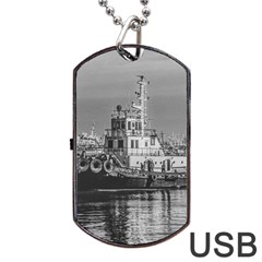 Tugboat At Port, Montevideo, Uruguay Dog Tag Usb Flash (two Sides) by dflcprintsclothing