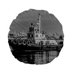 Tugboat At Port, Montevideo, Uruguay Standard 15  Premium Round Cushions by dflcprintsclothing