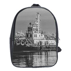 Tugboat At Port, Montevideo, Uruguay School Bag (xl) by dflcprintsclothing