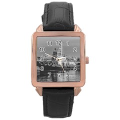 Tugboat At Port, Montevideo, Uruguay Rose Gold Leather Watch  by dflcprintsclothing