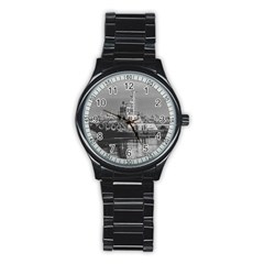 Tugboat At Port, Montevideo, Uruguay Stainless Steel Round Watch by dflcprintsclothing