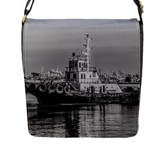 Tugboat At Port, Montevideo, Uruguay Flap Closure Messenger Bag (l) by dflcprintsclothing