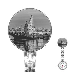 Tugboat At Port, Montevideo, Uruguay Stainless Steel Nurses Watch by dflcprintsclothing