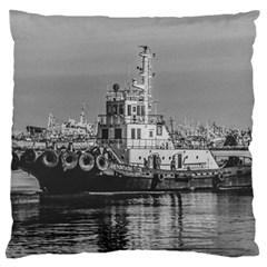 Tugboat At Port, Montevideo, Uruguay Large Flano Cushion Case (two Sides) by dflcprintsclothing