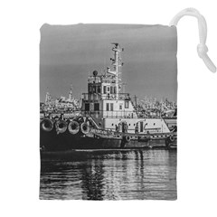 Tugboat At Port, Montevideo, Uruguay Drawstring Pouch (4xl) by dflcprintsclothing