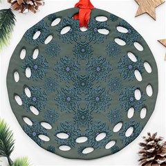 Decorative Wheat Wreath Stars Round Filigree Ornament (two Sides) by pepitasart