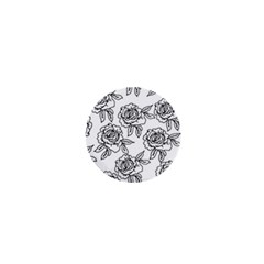 Line Art Black And White Rose 1  Mini Buttons by MintanArt