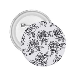 Line Art Black And White Rose 2 25  Buttons