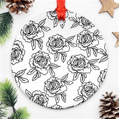 Line Art Black And White Rose Ornament (round)