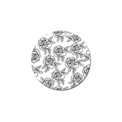 Line Art Black And White Rose Golf Ball Marker