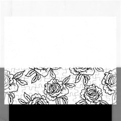 Line Art Black And White Rose Rectangular Jigsaw Puzzl