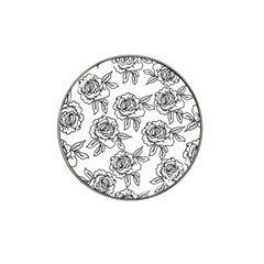 Line Art Black And White Rose Hat Clip Ball Marker