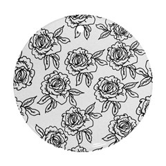 Line Art Black And White Rose Round Ornament (two Sides) by MintanArt