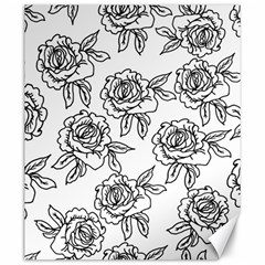 Line Art Black And White Rose Canvas 20  X 24  by MintanArt