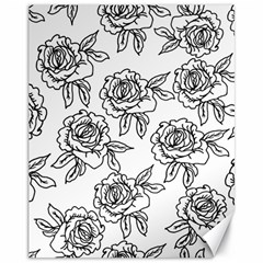 Line Art Black And White Rose Canvas 11  X 14 