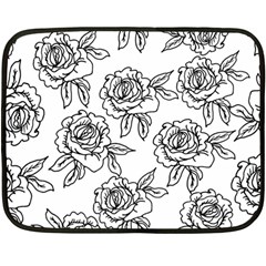 Line Art Black And White Rose Double Sided Fleece Blanket (mini) 