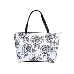 Line Art Black And White Rose Classic Shoulder Handbag