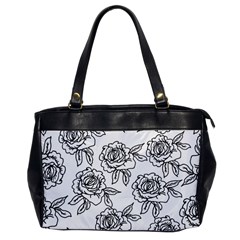 Line Art Black And White Rose Oversize Office Handbag