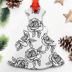 Line Art Black And White Rose Ornament (christmas Tree) 