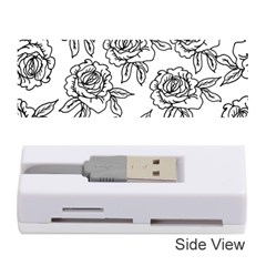 Line Art Black And White Rose Memory Card Reader (stick) by MintanArt