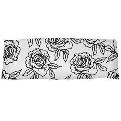 Line Art Black And White Rose Body Pillow Case (dakimakura) by MintanArt