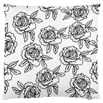 Line Art Black And White Rose Large Cushion Case (One Side) Front