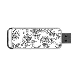 Line Art Black And White Rose Portable Usb Flash (two Sides) by MintanArt