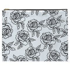 Line Art Black And White Rose Cosmetic Bag (xxxl)