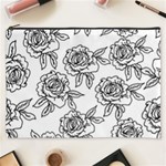 Line Art Black And White Rose Cosmetic Bag (XXXL) Front