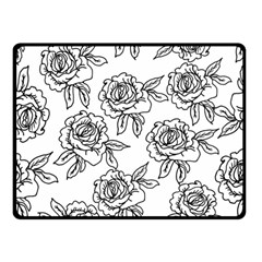 Line Art Black And White Rose Double Sided Fleece Blanket (small) 