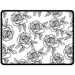 Line Art Black And White Rose Double Sided Fleece Blanket (large)  by MintanArt